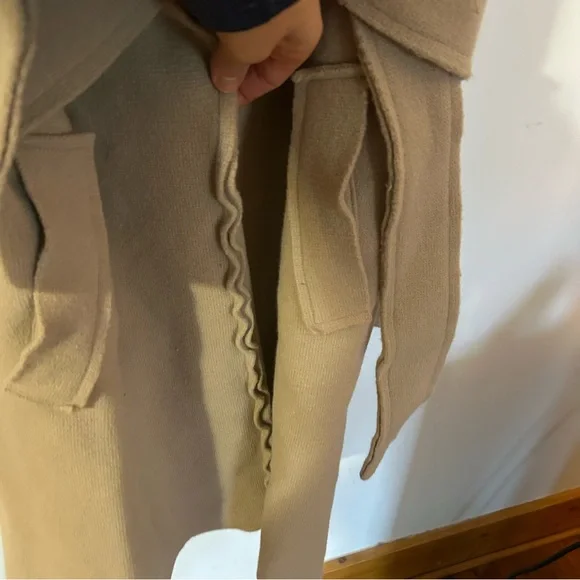 Alpha Massismo Rebeccai Women's 44 XL Camel Tan Wool Angora Robe Coat Tie - Picture 7 of 9